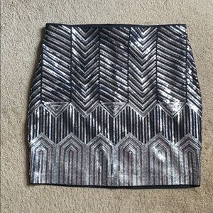 Express silver sequin mini skirt